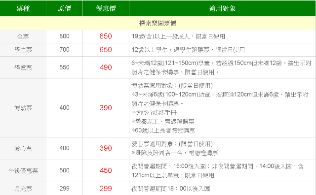 票價201607-麗寶樂園–原月眉育樂世界