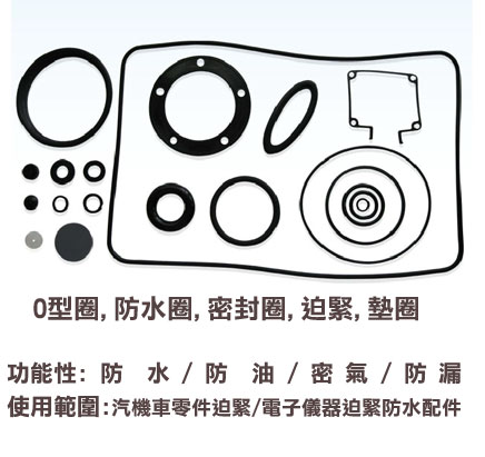 墊片、O型環、防水配件、Sealing Gaskets、Rubber Washer-