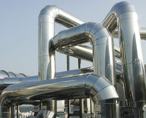 大管徑管線保溫外覆不鏽鋼板板金