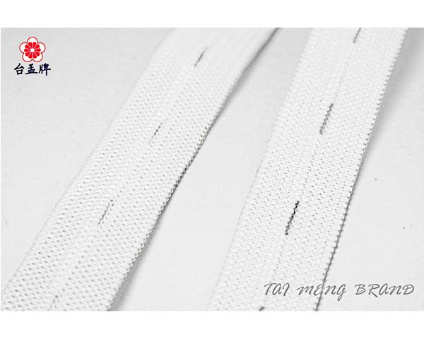 台孟牌 鈕釦鬆緊帶 15mm 30碼 白色 (拼布材料、鈕扣、DIY、服裝久帶、縫紉、彈性、高彈力、伸縮、手工藝、布飾)