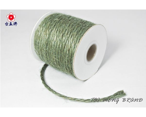 台孟牌 染色 麻繩 2.5mm 灰綠色 20碼 (彩色麻線、黃麻、毛線、麻紗、編織、手工藝、園藝材料、天然植物)