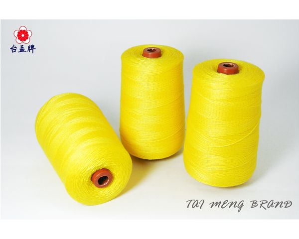 台孟牌 棉質 縫袋口 車縫線 (20/6) 黃色 1100碼 (封口線、縫口線、手縫線、包袋、帆布、皮革、縫紉線、網室)-