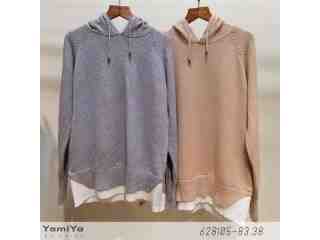 拼接感刺繡連帽毛衣