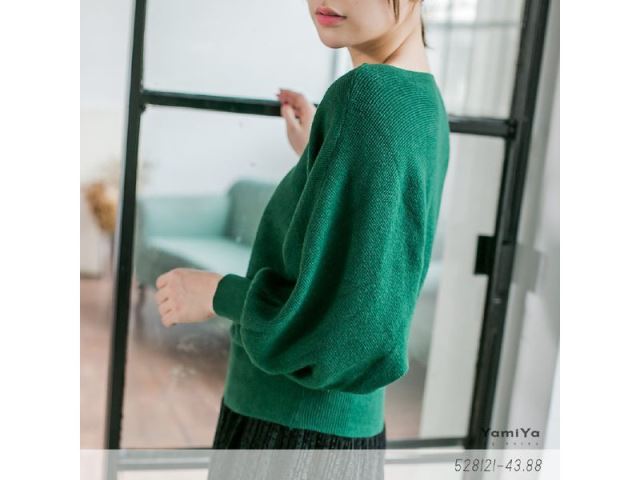 一字領泡泡袖針織毛衣-網購韓服、日韓服飾、精品韓國衣服｜YamiYa