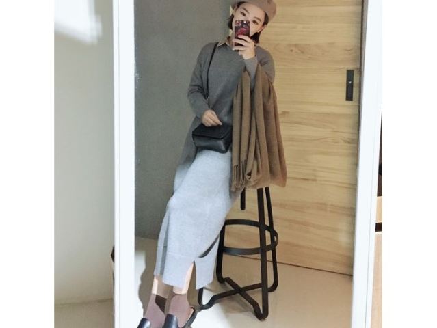 純色修身長版羊毛洋裝-網購韓服、日韓服飾、精品韓國衣服｜YamiYa