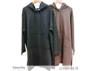 連帽不修邊長版上衣