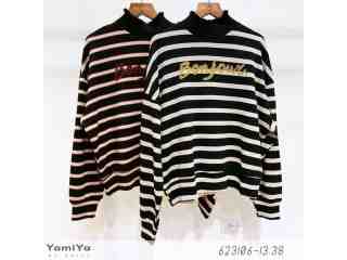 休閒英字條紋Ｔ袖