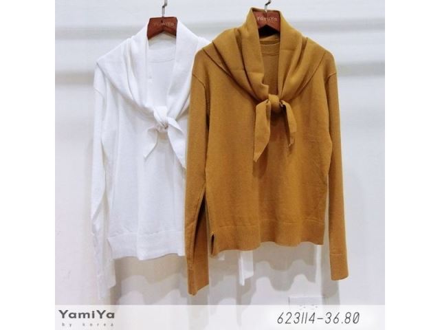 純色領巾造型上衣-網購韓服、日韓服飾、精品韓國衣服｜YamiYa