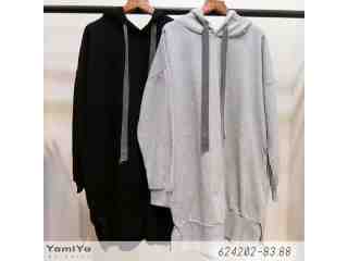 連帽口袋刷絨長版上衣