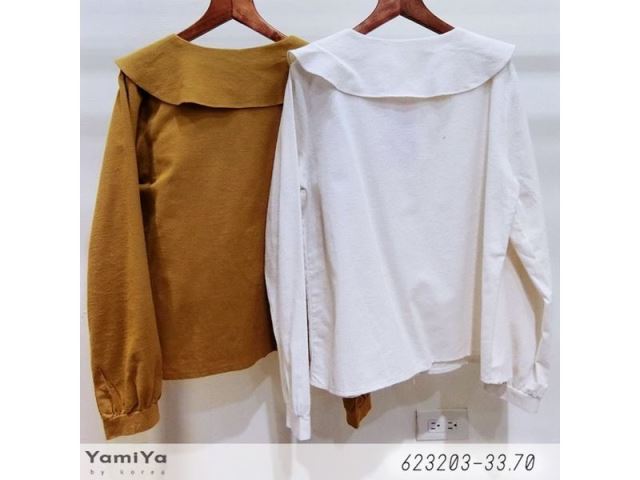 領片造型純色上衣-網購韓服、日韓服飾、精品韓國衣服｜YamiYa