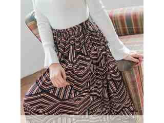 幾何圖騰雪紡長裙