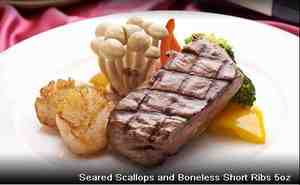 炙烤干貝與去骨牛小排餐