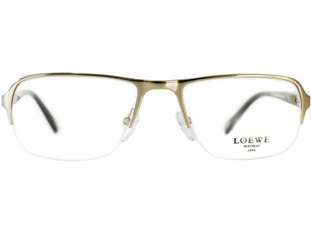 【LOEWE】西班牙皇室品牌羅威法瑯質半框橢面平光眼鏡(銀)VLW413-0579-